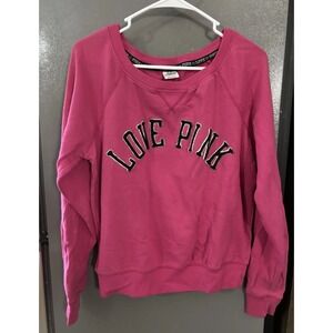 Vintage PINK Victoria's Secret Sweatshirt Pink Raised Letters Women's Large
